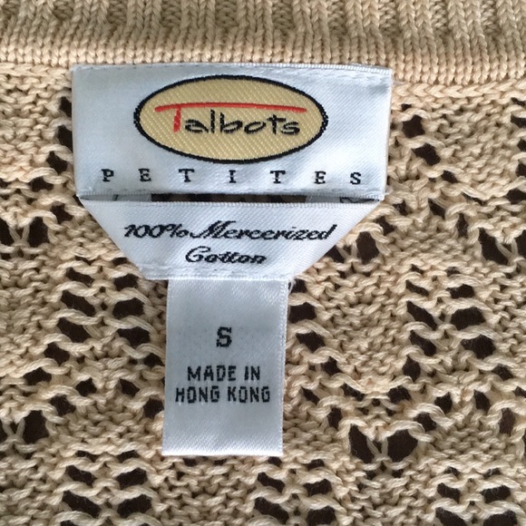 Talbots Open Stitch Beige V-Neck Sweater NWOT - Picture 7 of 10